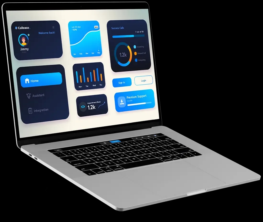 A call analysis dashboard on a laptop